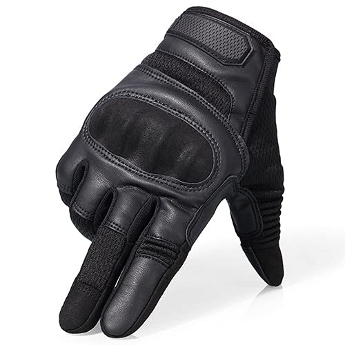 Berrd Pantalla táctil Cuero de PU Motocicleta Guantes de Dedo Completo Equipo de protección Racing Pit Bike Riding Moto Moto Motocross Enduro 2021 - B22-Black, S,