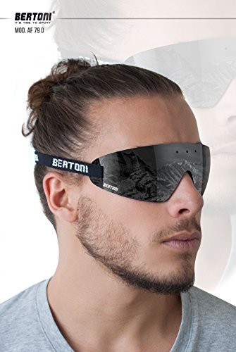 BERTONI Gafas Deportivas AntiVaho Envolventes a Prueba de Viento con Clip Óptico Incluido para Lentes Graduadas - AF79 (Lente Gris)