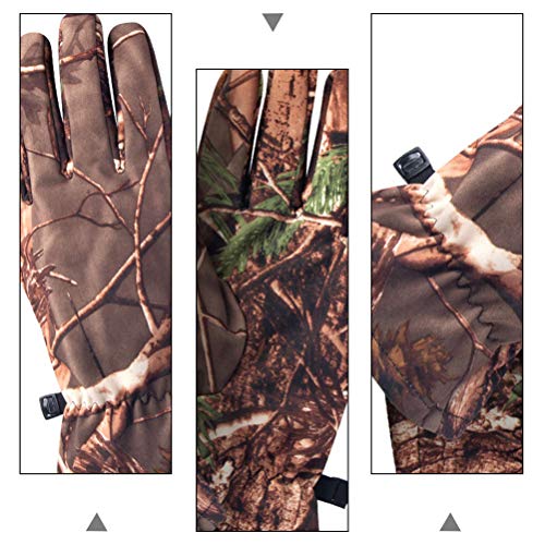 BESPORTBLE Guantes de caza impermeables para invierno, cálidos, forro polar, camuflaje, guantes de caza, equipamiento para caza, esquí, equitación