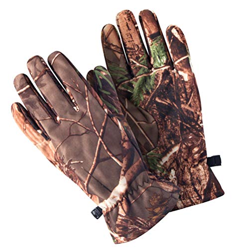 BESPORTBLE Guantes de caza impermeables para invierno, cálidos, forro polar, camuflaje, guantes de caza, equipamiento para caza, esquí, equitación