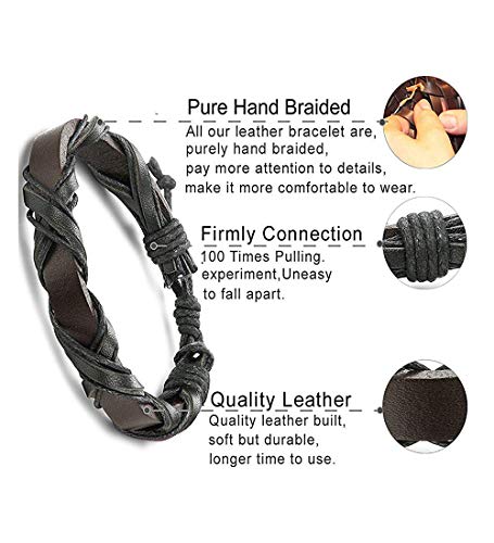 Besteel 24 Piezas Cuero Pulseras Árbol de la Vida para Hombre Mujer Trenzado Pulsera Cuentas de Madera Cuerda Brazalet Vintage Pulsera Ajustable