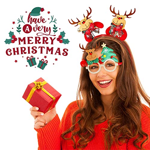 BESTZY Diademas De Navidad, 8 Piezas Decoración Accesorios Diademas navideñas Marco de Gafas, Gafas de Navidad para Regalos de Fiesta, Suministros de Fiesta de Navidad