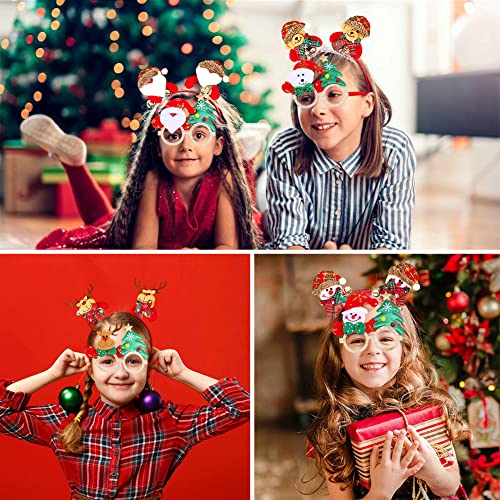 BESTZY Diademas De Navidad, 8 Piezas Decoración Accesorios Diademas navideñas Marco de Gafas, Gafas de Navidad para Regalos de Fiesta, Suministros de Fiesta de Navidad