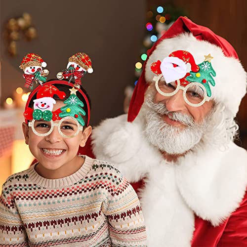 BESTZY Diademas De Navidad, 8 Piezas Decoración Accesorios Diademas navideñas Marco de Gafas, Gafas de Navidad para Regalos de Fiesta, Suministros de Fiesta de Navidad
