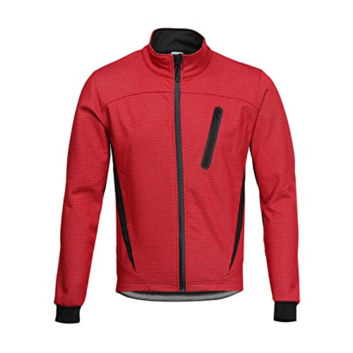 Beylore Hombre Chaqueta de Ciclismo de Invierno Térmica Softshell Impermeable Resistente al Viento Prendas de Abrigo MTB Reflectante y de Alta Visibilidad Transpirable Unisex,Rojo,XL