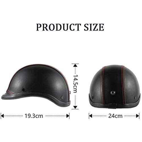 BGMKE Casco de Bicicleta de Media Cara de Cuero PU Retro Ligero, Casco de Motocicleta de Cara Abierta Vintage para Hombres y Mujeres, para Scooter, Motocicleta, Motocicleta, Aprobado por Dot