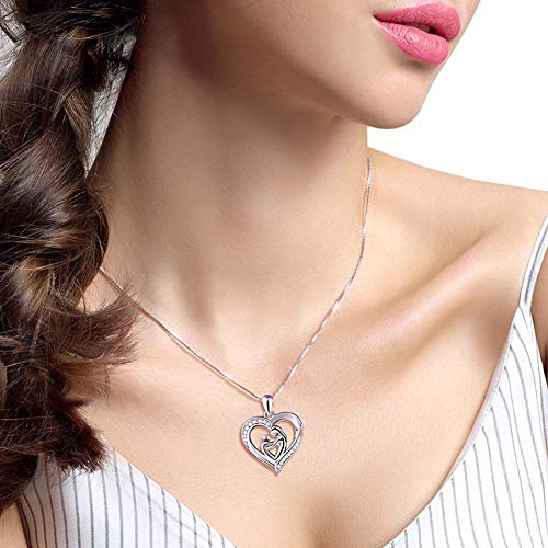 BGTY - Collar de plata esterlina 925 con colgante con forma de corazón Plateado