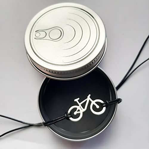 Bicicleta de montaña o de carretera pulsera de plata y cuero