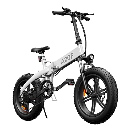 Bicicleta eléctrica Plegable ADO A20F para Hombres y Mujeres, Bicicleta eléctrica para Ciudad de 250 W, con batería extraíble de 36 V y 10,4 Ah, 25 km/h, 7 Velocidades Shimano (Blanco, 20F)