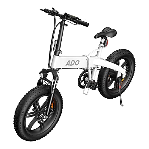 Bicicleta eléctrica Plegable ADO A20F para Hombres y Mujeres, Bicicleta eléctrica para Ciudad de 250 W, con batería extraíble de 36 V y 10,4 Ah, 25 km/h, 7 Velocidades Shimano (Blanco, 20F)
