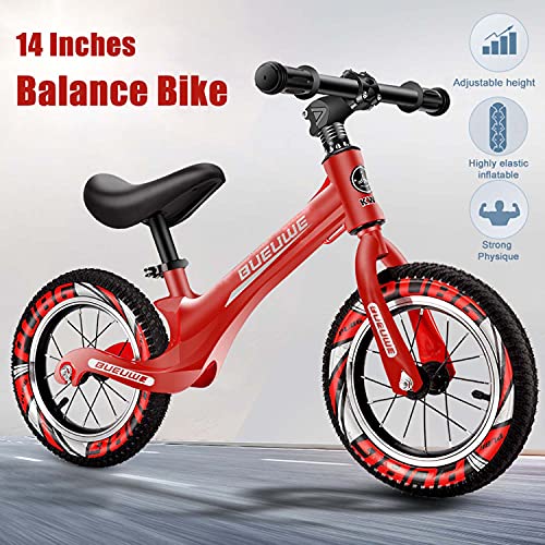 Bicicleta Sin Pedales De 12" para Niños Bicicleta De Equilibrio con Marco Aleación Magnesio Aicicleta Equilibrio Bici Manillar y Sillín Ajustables 1-6 Años hasta 35 Kg (D Red 12”)