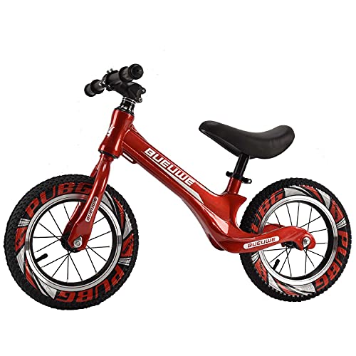 Bicicleta Sin Pedales De 12" para Niños Bicicleta De Equilibrio con Marco Aleación Magnesio Aicicleta Equilibrio Bici Manillar y Sillín Ajustables 1-6 Años hasta 35 Kg (D Red 12”)