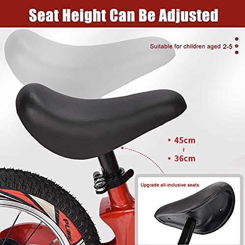 Bicicleta Sin Pedales De 12" para Niños Bicicleta De Equilibrio con Marco Aleación Magnesio Aicicleta Equilibrio Bici Manillar y Sillín Ajustables 1-6 Años hasta 35 Kg (D Red 12”)