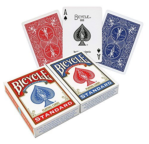 Bicycle Juego de 2 Cartas de Juego de Caras estándar de Color Rojo y Azul (88 x 63 mm)