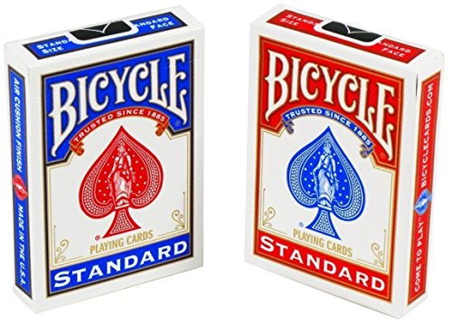 Bicycle Juego de 2 Cartas de Juego de Caras estándar de Color Rojo y Azul (88 x 63 mm)