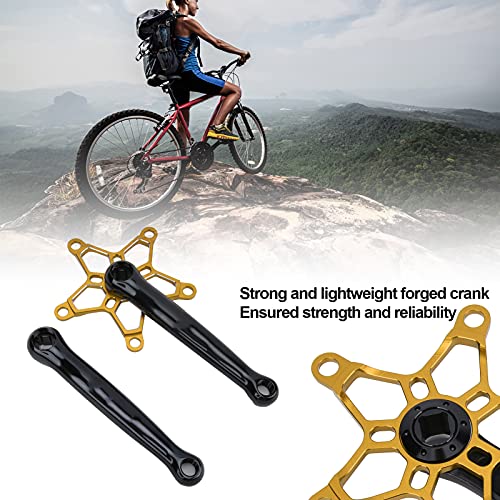 Biela Izquierda Derecha, Duradera 170 Mm 130 BCD MTB Bielas Resistencia Alto Factor de Seguridad Fiabilidad Robusta con Tranquilidad para Bicicletas de una Sola Velocidad(Oro)