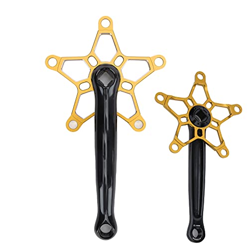 Biela Izquierda Derecha, Duradera 170 Mm 130 BCD MTB Bielas Resistencia Alto Factor de Seguridad Fiabilidad Robusta con Tranquilidad para Bicicletas de una Sola Velocidad(Oro)