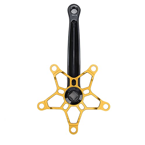 Biela Izquierda Derecha, Duradera 170 Mm 130 BCD MTB Bielas Resistencia Alto Factor de Seguridad Fiabilidad Robusta con Tranquilidad para Bicicletas de una Sola Velocidad(Oro)