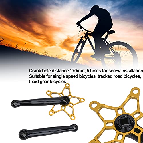 Biela Izquierda Derecha, Duradera 170 Mm 130 BCD MTB Bielas Resistencia Alto Factor de Seguridad Fiabilidad Robusta con Tranquilidad para Bicicletas de una Sola Velocidad(Oro)