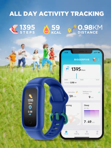 BIGGERFIVE Vigor 2 Pulsera Actividad Inteligente Reloj Inteligente para Niños Niñas 5-12 Años,, Impermeable IP68 Deportivo Smartwatch con Podómetro Pulsómetros Monitor de Sueño Contador de Caloría