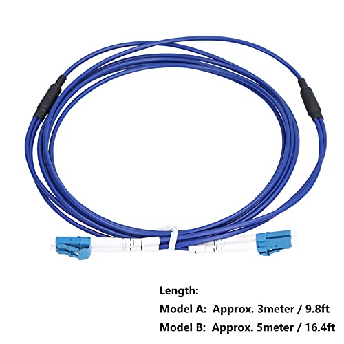 BigKing Latiguillo de Fibra óptica, latiguillo de Fibra óptica Puente blindado Monomodo Cable óptico de 2 núcleos LC/UPC-LC/UPC Azul(5m)