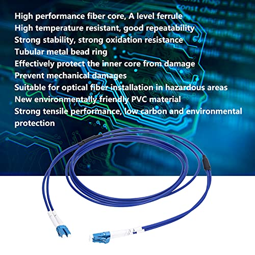 BigKing Latiguillo de Fibra óptica, latiguillo de Fibra óptica Puente blindado Monomodo Cable óptico de 2 núcleos LC/UPC-LC/UPC Azul(5m)