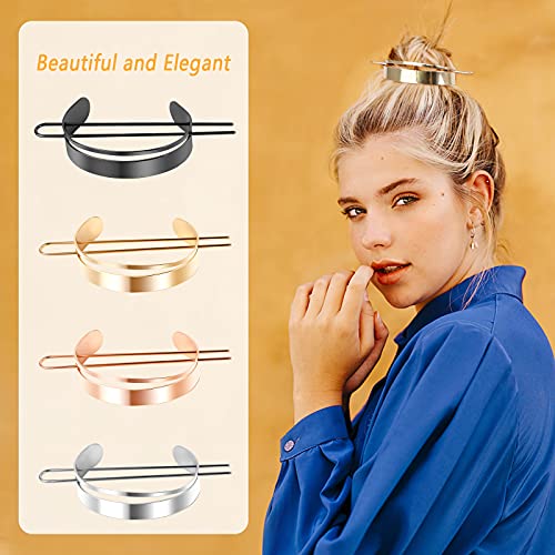 Bigxin 4Pcs Horquilla de Metal Clips de Pelo Mujer, Hebilla de Metal Pelo Pinza de Pelo para Moño, Accesorios para el Cabello niñas para mujeres y niñas (4 colores)