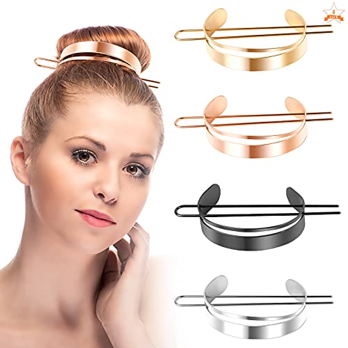 Bigxin 4Pcs Horquilla de Metal Clips de Pelo Mujer, Hebilla de Metal Pelo Pinza de Pelo para Moño, Accesorios para el Cabello niñas para mujeres y niñas (4 colores)