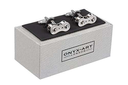 Bike Cycle Chain Cufflinks In Onyx Art Cufflink Box