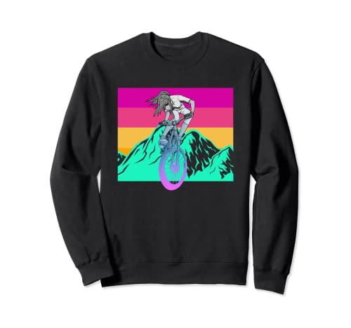 Biker Anime Chica Bicicleta Montaña MTB Retro Sudadera