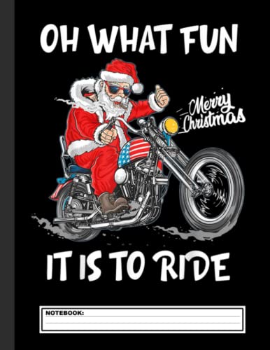 Biker Santa Motorcycle Fan Merry Christmas Xmas Holidays.png Notebook: Santa Claus & Merry Christmas. College Ruled, 120 Pages, 8.5" x 11"