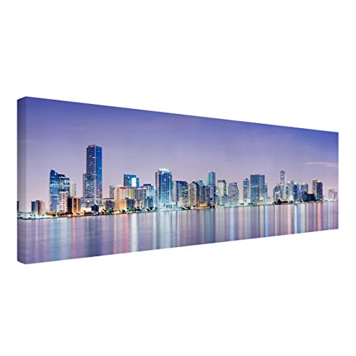 Bilderwelten Cuadro en Lienzo - Purple Miami Beach - Panorama Apaisado, Cuadros Cuadro Lienzo Cuadro sobre Lienzo Cuadro Moderno Cuadro Decoracion Cuadros Decorativos Cuadro XXL, Tamaño: 60 x 180cm