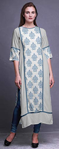 Bimba Azul polvorienta Ikat Tribal Vestidos de túnica Rectos Estampados para Mujer con Indumentaria India de Small