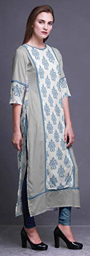 Bimba Azul polvorienta Ikat Tribal Vestidos de túnica Rectos Estampados para Mujer con Indumentaria India de Small