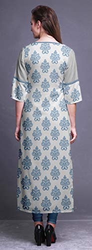 Bimba Azul polvorienta Ikat Tribal Vestidos de túnica Rectos Estampados para Mujer con Indumentaria India de Small