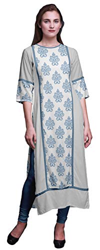 Bimba Azul polvorienta Ikat Tribal Vestidos de túnica Rectos Estampados para Mujer con Indumentaria India de Small