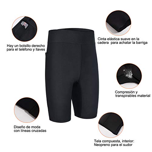 Bingrong Pantalones Cortos para Hombre Pantalón de Sudoración Pantalones de Neopreno para Ejercicio para Deportivo (Negro, Small)