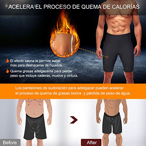 Bingrong Pantalones Cortos para Hombre Pantalón de Sudoración Pantalones de Neopreno para Ejercicio para Deportivo (Negro, Small)