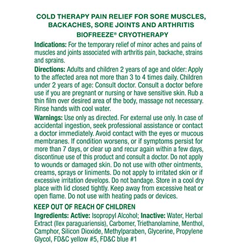 Biofreeze Pain Reliever Gel, 3 Ounce Roll-on Applicator