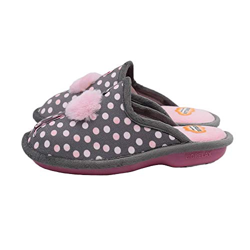 BIORELAX - Zapatillas COSDAM Biorelax Flamenco Gris 4519 Lona Mujer Color: Gris Talla: 39