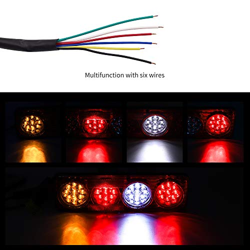 Biqing 2PCS 12V Pilotos LED Remolque,Universal 36LED Luces Traseras Remolque Luces de Freno Traseras LED Lámpara de Marcha Atrás Luces Antiniebla para Remolque Van Truck Camión Tractor