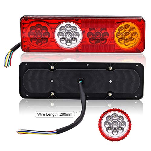 Biqing 2PCS 12V Pilotos LED Remolque,Universal 36LED Luces Traseras Remolque Luces de Freno Traseras LED Lámpara de Marcha Atrás Luces Antiniebla para Remolque Van Truck Camión Tractor