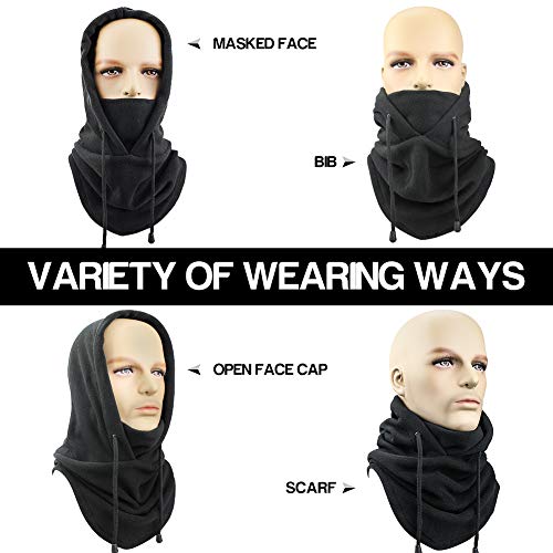 Biqing Balaclava Moto Pasamontañas Máscara Facial Prueba de Viento Máscara Capucha para Invierño Ciclismo Esquí Moto Hombre Mujeres. (Negro)