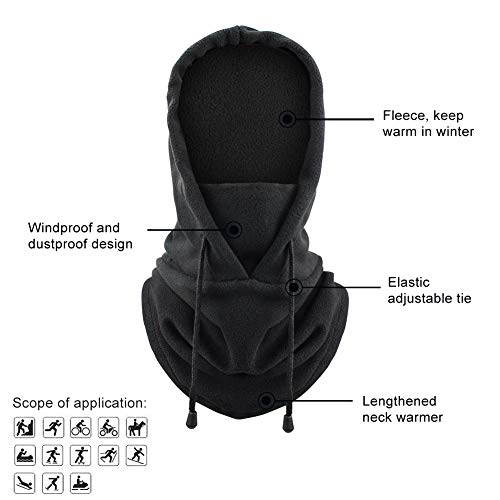 Biqing Balaclava Moto Pasamontañas Máscara Facial Prueba de Viento Máscara Capucha para Invierño Ciclismo Esquí Moto Hombre Mujeres. (Negro)