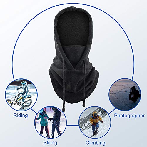 Biqing Balaclava Moto Pasamontañas Máscara Facial Prueba de Viento Máscara Capucha para Invierño Ciclismo Esquí Moto Hombre Mujeres. (Negro)