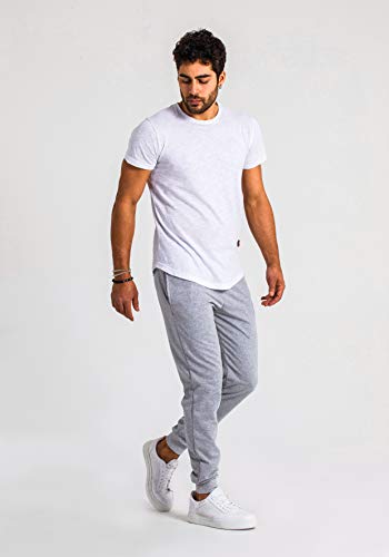 Björn Swensen Pantalones de deporte largos para hombre, de algodón, para correr, para el tiempo libre, chándal de corte ajustado gris XXL