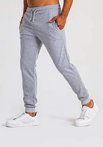 Björn Swensen Pantalones de deporte largos para hombre, de algodón, para correr, para el tiempo libre, chándal de corte ajustado gris XXL