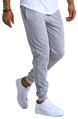 Björn Swensen Pantalones de deporte largos para hombre, de algodón, para correr, para el tiempo libre, chándal de corte ajustado gris XXL