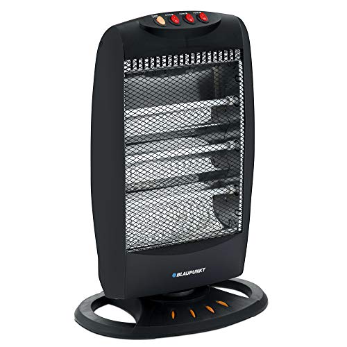 Blaupunkt BP1003 - Estufa De Cuarzo Oscilante De Tres Tubos 1200w con 3 Niveles De Potencia: 400w - 800w - 1200w. Función Oscilante, Protección Térmica e Interruptor Antivuelco.