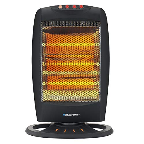 Blaupunkt BP1003 - Estufa De Cuarzo Oscilante De Tres Tubos 1200w con 3 Niveles De Potencia: 400w - 800w - 1200w. Función Oscilante, Protección Térmica e Interruptor Antivuelco.